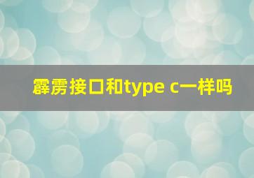 霹雳接口和type c一样吗